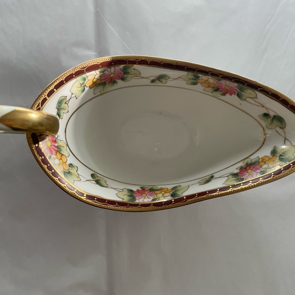 Antique Nippon Morimura Porcelain Creamer Floral Hand Painted Gold